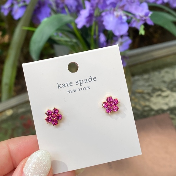 Kate Spade Pink Magenta Flower Earrings NWT - Picture 8 of 16